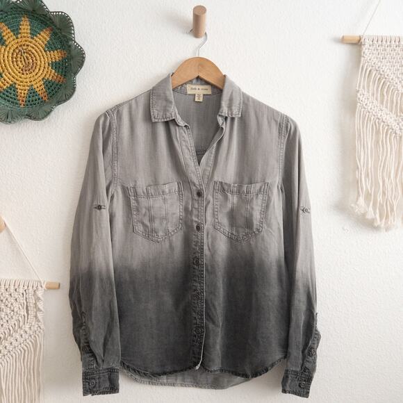 Cloth & Stone Gray Ombre Tencel Lyocell Button Down Shirt Size XS - Picture 1 of 7